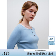 范思藍恩23FS14494假兩件設計針織衫女秋冬新款套頭長(cháng)袖上衣 寶藍色 XL