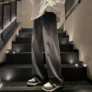 姒漾男童牛仔褲闊腿褲2025春秋新款中大童寬松直筒帥氣百搭潮流牛仔褲 黑色漸變闊腿褲單褲褲 黑色漸變 150 參考身高150