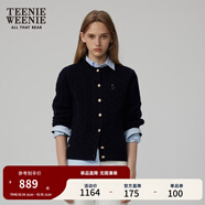 Teenie Weenie【趙露思同款】小熊女裝復(fù)古寬松綿羊毛絞花針織開衫 B-藏青色 S (160)