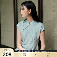 三彩【落櫻浮影】2025秋款新中式連衣裙提花A字裙長(cháng)裙C 湖水藍 L 165/88A