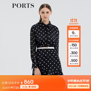 PORTS寶姿 春夏新品印花長(cháng)袖連衣裙ASL9D001LPP083 黑色印花 S (4)