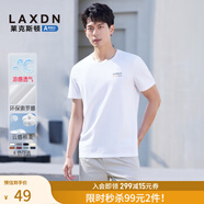 萊克斯頓（laxdn）七夕禮物短袖男2025夏季新款圓領(lǐng)休閑短袖男修身純色T恤男上衣 本白 XL