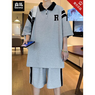 森馬13青少年短袖t恤男孩12-15歲初中學(xué)生POO衫大童夏季運(yùn)動(dòng)棉的套裝 5013灰色(單件上衣) 品質(zhì)升級(jí) M (75-95斤)左右