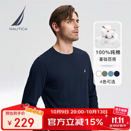 諾帝卡（NAUTICA）春夏款圓領(lǐng)套頭長袖T恤男TE3301 藏青4NV L