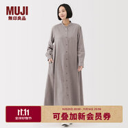 無(wú)印良品（MUJI）女式 法蘭絨 立領(lǐng)長(zhǎng)袖連衣裙女裝裙子純棉連身裙25年秋季 米色 L (165/88A)