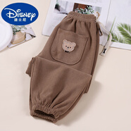 迪士尼（Disney）男童秋冬運動(dòng)褲子外穿燈芯絨長(cháng)褲兒童衛褲韓版休閑褲女孩小熊童裝 燈芯絨-卡其 90 cm 兩用檔