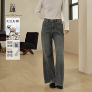 A.YILIAN【商場(chǎng)同款】阿依蓮復古直筒牛仔褲女25冬季新款設計感寬松褲子 終極灰 加厚 S