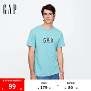 Gap男女裝2025春季新款純棉字母logo短袖T恤常規(guī)上衣美版570044 霜藍(lán)色 L 美碼 XL亞洲碼185/104A