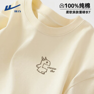 回力（Warrior）純棉潮流長(cháng)袖t恤男簡(jiǎn)約春秋季新款寬松潮牌圓領(lǐng)大碼打底衫ins百搭 【重磅純棉】-淺米#HL小怪獸A 4XL