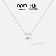 APM Monaco小碼方形可調(diào)節(jié)銀項鏈女士時尚飾品生日送女友禮物 小碼方形鋯石可調(diào)節(jié)項鏈