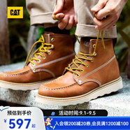 CAT卡特馬丁靴工裝靴子男鞋牛皮戶(hù)外美式復(fù)古機(jī)車(chē)靴P721411M3EDC36 棕黃 40