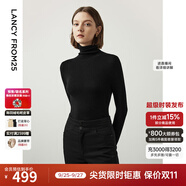朗姿【王楚然同款】純羊毛高領(lǐng)針織衫春冬內(nèi)搭打底上衣曠野美拉德 黑色2 XL