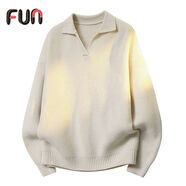 Fun秋冬男士毛衣寬松2025慵懶翻領(lǐng)新款休閑打底針織針織衫上衣S 7007-Beige/米白- M   建議【95-115斤】
