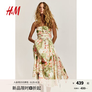 H&M女裝連衣裙無(wú)袖2025年秋季新款背面系帶抹胸連身裙1282610 白色/花卉 M 165/96