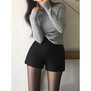 無(wú)標(biāo)優(yōu)品打底短褲秋冬小個(gè)子毛呢短褲女冬季高腰包臀灰色呢子靴褲 黑色 XS