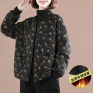 霏楚加厚夾棉2025秋冬新款棉衣女韓版印花復古短款棉服加厚保暖短外套 小花 2XL 咨詢(xún)客服選擇合適碼數