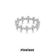 純銀精致小十字圓珠細戒指925銀小眾設計氣質(zhì)個(gè)性默敘 銀色小十字圓珠細戒指 美碼5內周長(cháng)約50mm