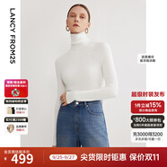 朗姿【王楚然同款】純羊毛高領(lǐng)針織衫秋冬內(nèi)搭打底上衣曠野美拉德 白色 XL