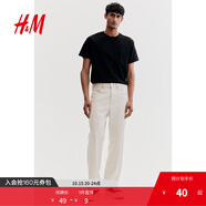 H&M男裝女裝T恤秋季透氣圓領短袖運動上衣短袖內搭打底衫0685816 黑色 XL 180/116