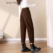 lareen fitty高端品牌休閑褲女2025春秋新款寬松顯瘦百搭小個(gè)子哈倫褲蘿卜褲子 咖色 31 二尺四