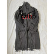 氧摩暗黑亞文化復古做舊開(kāi)衫毛衣破洞男女撕裂中性朋克中長(cháng)款針織外套 中長(cháng)款灰色毛衣 均碼