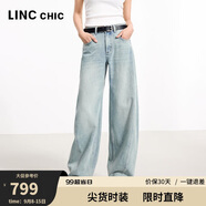 金羽杰2025年春季新品直筒中腰牛仔褲女長款寬松休閑闊腿褲子S251JE008Y