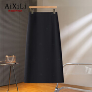 艾熙禮高端國風(fēng)刺繡灰色毛呢半身裙女秋冬季2025加厚超好看直筒包臀裙子 黑色-西裝料 【高級氣質(zhì)款】 2XL /30 建議125-135斤