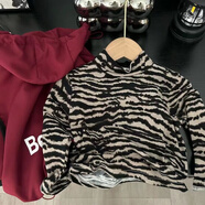 葉余兒童秋冬季斑馬紋打底衫2025新款中小童韓版男孩長(cháng)袖百搭上衣T恤 咖杏色 豹紋打底衣 80