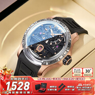 布加迪（BONEST GATTI）德國(guó)表全自動(dòng)機(jī)械表2025款鏤空手表男夜光男士腕表送男友生日禮物 BG5101-A2玫殼黑面膠帶