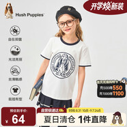 暇步士（Hush Puppies）童裝兒童25夏季圓領(lǐng)短袖T恤男女童款短袖 本白 140cm