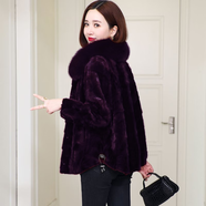 SOEM進(jìn)口水貂毛大衣女2025新冬小個(gè)子百搭顯瘦狐貍毛領(lǐng)拼貂皮草外套女 深紫色（手腕沒(méi)毛領(lǐng)） 3XL 135-145斤