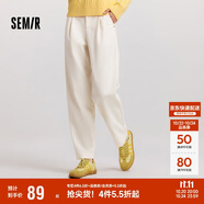 森馬（Semir）休閑褲女半松緊腰寬松錐形褲百搭冬季風(fēng)肌理抓絨長褲101724127014