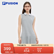 FILA FUSION斐樂潮牌女子針織連衣裙2025夏季無袖百褶連身裙