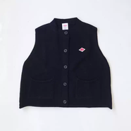 張曉沫日系24秋冬新品danton針織百搭條紋無袖馬夾坎肩上衣女 黑色 均碼 均碼