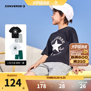 Converse匡威兒童裝男童t恤短袖短褲套裝夏季薄款女童夏裝中大童運動(dòng)2件套 G140正黑色 120 /60 【建議身高110-116cm】