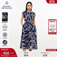 布克兄弟（BrooksBrothers）女士春夏摩登印花輕盈薄款連衣裙 4004-藏青色 XS 2