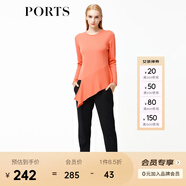 PORTSPorts寶姿女裝 新品不規則下擺純色長(cháng)袖毛衣LV9K418DXF003 橙色 M