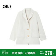 森馬（Semir）外套女中長款西裝領(lǐng)通勤寬松2024冬含羊毛雙面呢夾克109724108021
