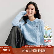 茵曼（INMAN）毛衣女POLO領(lǐng)秋冬套頭針織衫通勤長袖毛衣上衣 淺藍(lán)色 XL