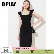 DPLAY2025夏季新款黑色連衣裙女修身吊帶裙長(cháng)裙赫本小黑裙包臀裙 經(jīng)典黑 L