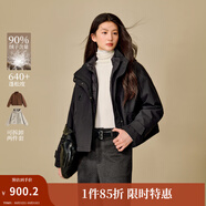 茵曼（INMAN）2025秋冬女裝新款可拆卸兩件套連帽羽絨服寬松保暖短款外套 黑色 L