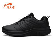 貴人鳥(niǎo)貴人鳥(niǎo)男鞋夏季情侶款黑色輕便跑鞋子男革面防潑水減震男士運動(dòng)鞋 黑色-男款（2493） 42