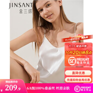金三塔真絲睡衣女100%桑蠶絲性感外穿吊帶睡裙子居家服禮物 V領(lǐng)絲白 L