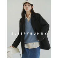 抱抱小姐鎮店款10W覆古廓形西裝外套女2025春秋休閑小個(gè)子西服 黑色- XXS XXS