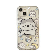 卡通貓咪手機殼iPhone15/14promax磁吸支架套創(chuàng  )意手繪潮款適用13p 殼+支架1 iPhone11