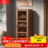 安爾雅新中式鞋柜門(mén)口簡(jiǎn)易鞋架家用收納透氣大容量多層玄關(guān)柜 單門(mén)款