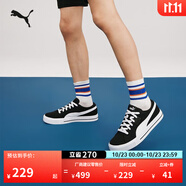 彪馬（PUMA）復古彩色透氣帆布板鞋男女百搭休閑小白鞋EVER 386393 黑色-白-01 38.5