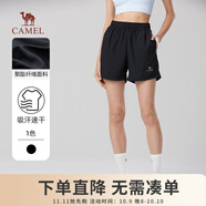 駱駝戶(hù)外運動(dòng)短褲男士透氣寬松圓領(lǐng)休閑百搭跑步健身速干褲夏季 112黑色 女款 XL
