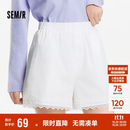 森馬（Semir）休閑褲女寬松松緊腰溫柔2025夏季甜美風蕾絲花邊短褲109325125002