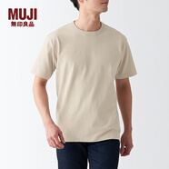 無印良品（MUJI） 男式 粗棉線 天竺編織 短袖T恤 打底衫男款 純棉全棉 ABA18A2S 象牙色 XS 160/80A